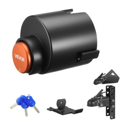 Släpvagnslås, passar 58,6 mm gjutna kulkopplingar, kraftigt dragkrokslås med 3 nycklar säkrar säkerhetskedjor, korrosionsbeständigt, stöldskyddande husvagnslås för husbil, släpvagn, båt