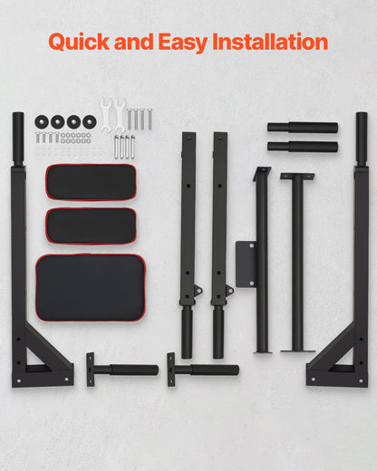 Multifunktionell pull-up-stång, väggmonterad chin-up-stång, dipstation för hemmagym, kraftiga pull-ups i stål för överkroppen, power tower set, träningsutrustning för fitness, 180 kg viktkapacitet