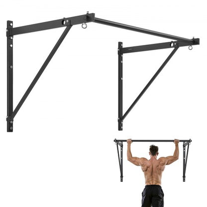 Pull-up-stång, 50 tum breda väggmonterade pull-ups, justerbart djup 22" eller 30" från väggen, kraftiga stålstänger för överkroppsträning, 440 lbs viktkapacitet Chin-up-träningsstation, för hemmagym