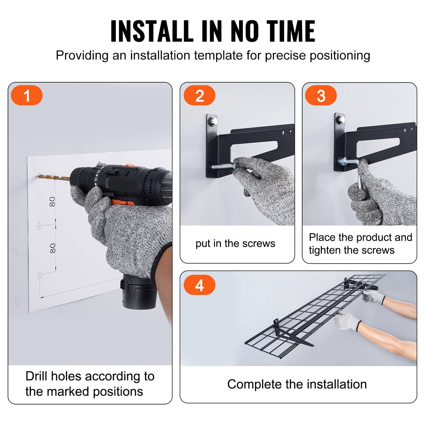 Garagehyllor, 2-pack, 4 x 1 fot kraftiga garagehyllor väggmonterade, 400 lbs lastkapacitet (totalt) Flytande garagehyllor, lämpliga för verkstad, förråd, garageförvaring