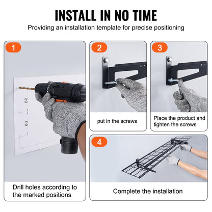 Garagehyllor, 2-pack, 4 x 1 fot kraftiga garagehyllor väggmonterade, 400 lbs lastkapacitet (totalt) Flytande garagehyllor, lämpliga för verkstad, förråd, garageförvaring