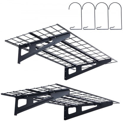 Garage Storage Shelving, 2 Pack, 4 x 2 ft Heavy Duty Garage Shelves Wall Mounted, 500 lbs Load Capacity(Total) Garage Storage Rack Floating Shelves, Suitable for Shop, Shed, Garage Storage