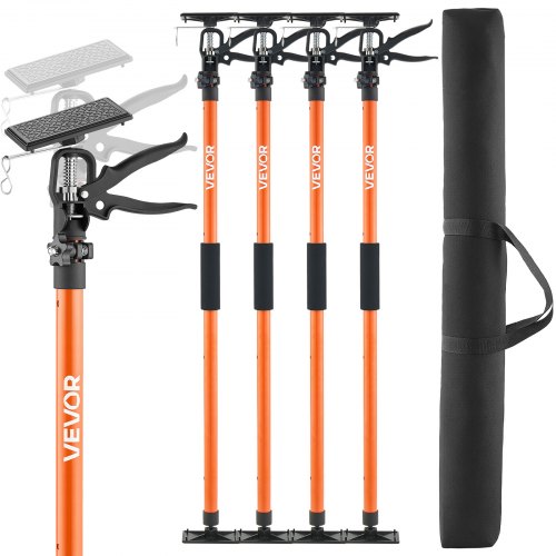 Cabinet Jack Support Pole, 4-Pack, 116-290 cm Steel Telescopic Quick Support Rod, Adjustable 3rd Hand System up to 70 kg Capacity for Installing Cabinets, Lifting Drywall, Cargo Bars