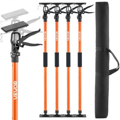 Cabinet Jack Support Pole, 4-Pack, 116-290 cm Steel Telescopic Quick Support Rod, Adjustable 3rd Hand System up to 70 kg Capacity for Installing Cabinets, Lifting Drywall, Cargo Bars