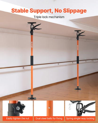 Cabinet Jack Support Pole, 4-Pack, 116-290 cm Steel Telescopic Quick Support Rod, Adjustable 3rd Hand System up to 70 kg Capacity for Installing Cabinets, Lifting Drywall, Cargo Bars