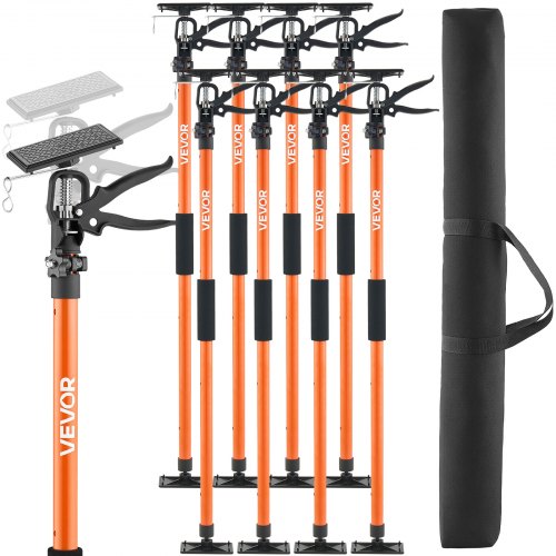 Stödstång för skåpdomkraft, 8-pack, 116-290 cm teleskopisk snabbstödstång i stål, justerbart 3:e handssystem upp till 70 kg kapacitet för installation av skåp, lyft av gipsväggar, laststänger