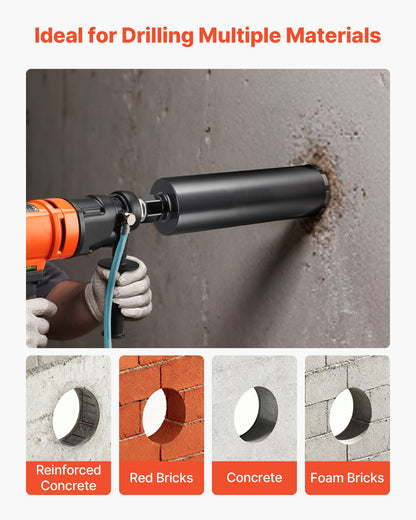 Core Drill Bit, 114 mm Diameter, 356 mm Drilling Depth, 1-1/4 in-7 Internal Thread, High-Precision Welding Technology, Wet Diamond Core Bit for Reinforced Concrete, Red Bricks, and Masonry