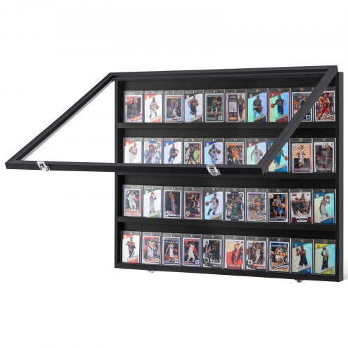 36 Graded Sports Card Display Case, 30.5x24.3x2.1 in/77.5x61.7x5.3 cm, Baseball Card Display Frame with 98% UV Protection Clear View PC Glass, Lockable Wall Cabinet for Football Basketball Hockey Trading Card