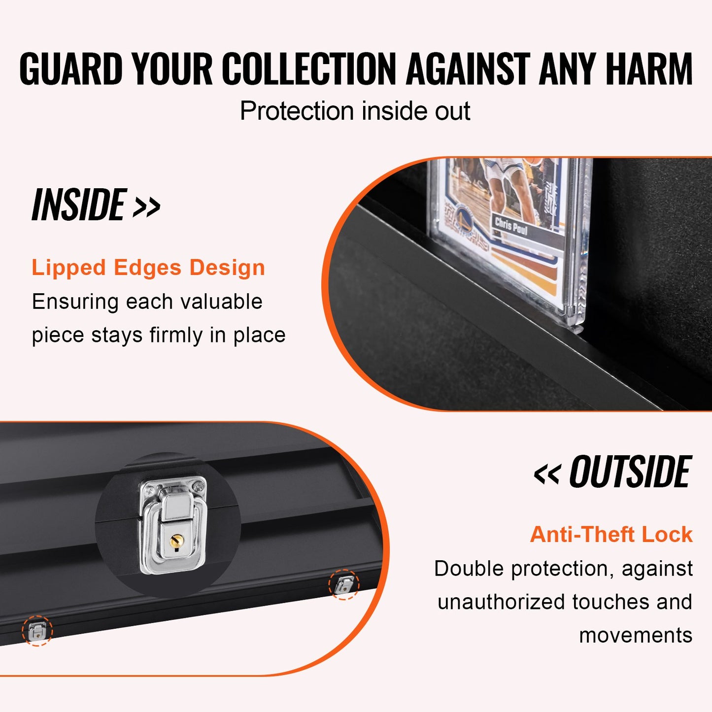 36 Graded Sports Card Display Case, 30.5x24.3x2.1 in/77.5x61.7x5.3 cm, Baseball Card Display Frame with 98% UV Protection Clear View PC Glass, Lockable Wall Cabinet for Football Basketball Hockey Trading Card