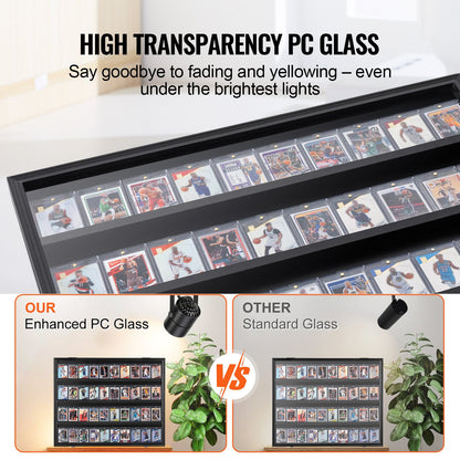 36 Graded Sports Card Display Case, 30.5x24.3x2.1 in/77.5x61.7x5.3 cm, Baseball Card Display Frame with 98% UV Protection Clear View PC Glass, Lockable Wall Cabinet for Football Basketball Hockey Trading Card