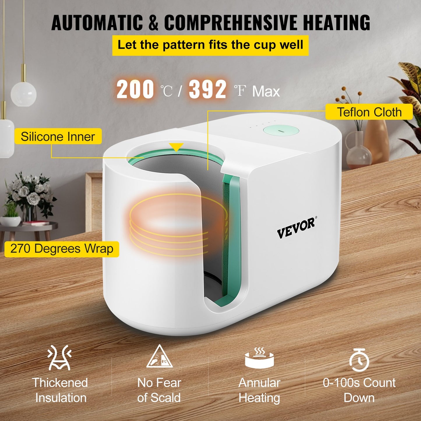 Mug Press Machine, Automatic Mug Heat Press 311.84-425.2 g, Cup Transfer Sublimation Portable Coffee Presser with One-touch Button, Pro Easy Mug Press Machine DIY Printing as Family Friends Presents