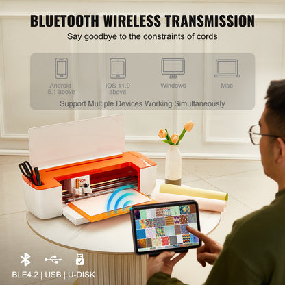 Vinylskärmaskin, Bluetooth-anslutning DIY-skärmaskin, kompatibel med iOS, Android, Windows och Mac, massiva designer inkluderade, för att skapa anpassade kort, heminredning