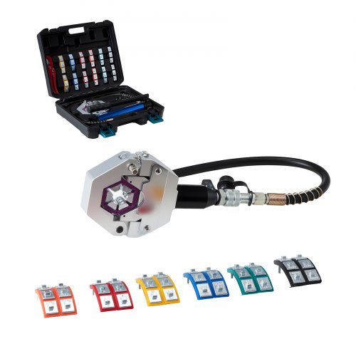 Hydraulic Hose Crimper, Hydra-Krimp AC Hose Crimper Kit with 7 Dies Snap-On & Carrying Case, Hydraulic A/C Hoses Crimping Tool for Automotive & Air Conditioning Repair (Split with Manual Pump)