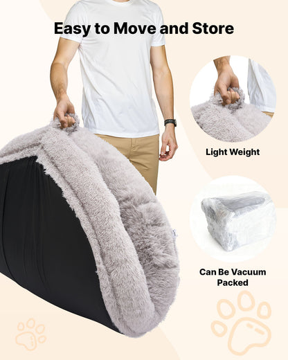 Human Dog Bed, 1710 x 1000 x 240 mm Orthopedic Memory Foam Human Sized Dog Bed, Humans Pet Beds with Side Pocket, Handle & Zipper, Removable Machine-Washable Dogs Beds for Humans, Gray