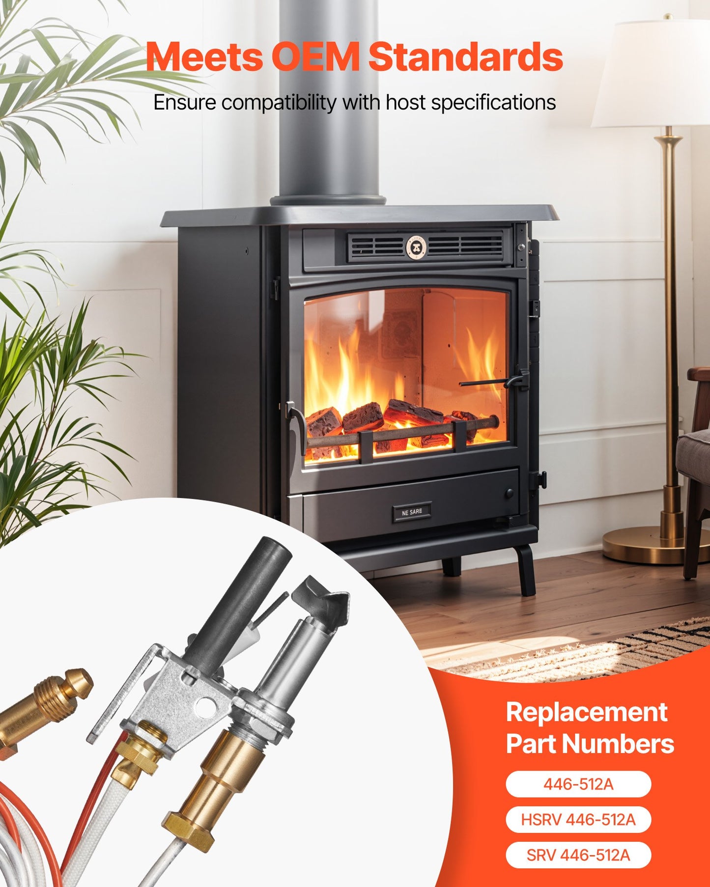 Gaspilotenhet, OE 446-512A, HSRV 446-512A, SRV 446-512A Monteringssats för gaspilot för eldstad, utbyte av naturgaständning, kompatibel med Heat &amp; Glo, Heatilator, Lennox, Regency-modeller