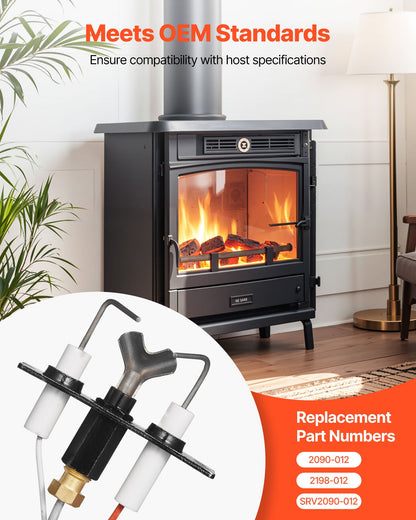 Gaspilotenhet, OE 2090-012, 2198-012, SRV2090-012 Gaspilotenhet för eldstad, Byte av naturgaständning, Montera värmeelement, Heat &amp; Glo, Quadra-Fire, Outdoor Lifestyles, Majestic