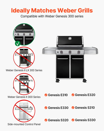 Flavorizer Bars and Heat Deflectors, 44cm Grill Replacement Part, for Weber Genesis 300 Series Grills, Including E310 E320 E330 S310 S320 S330, Stainless Steel Thicker Heat Plate, 7 Pack