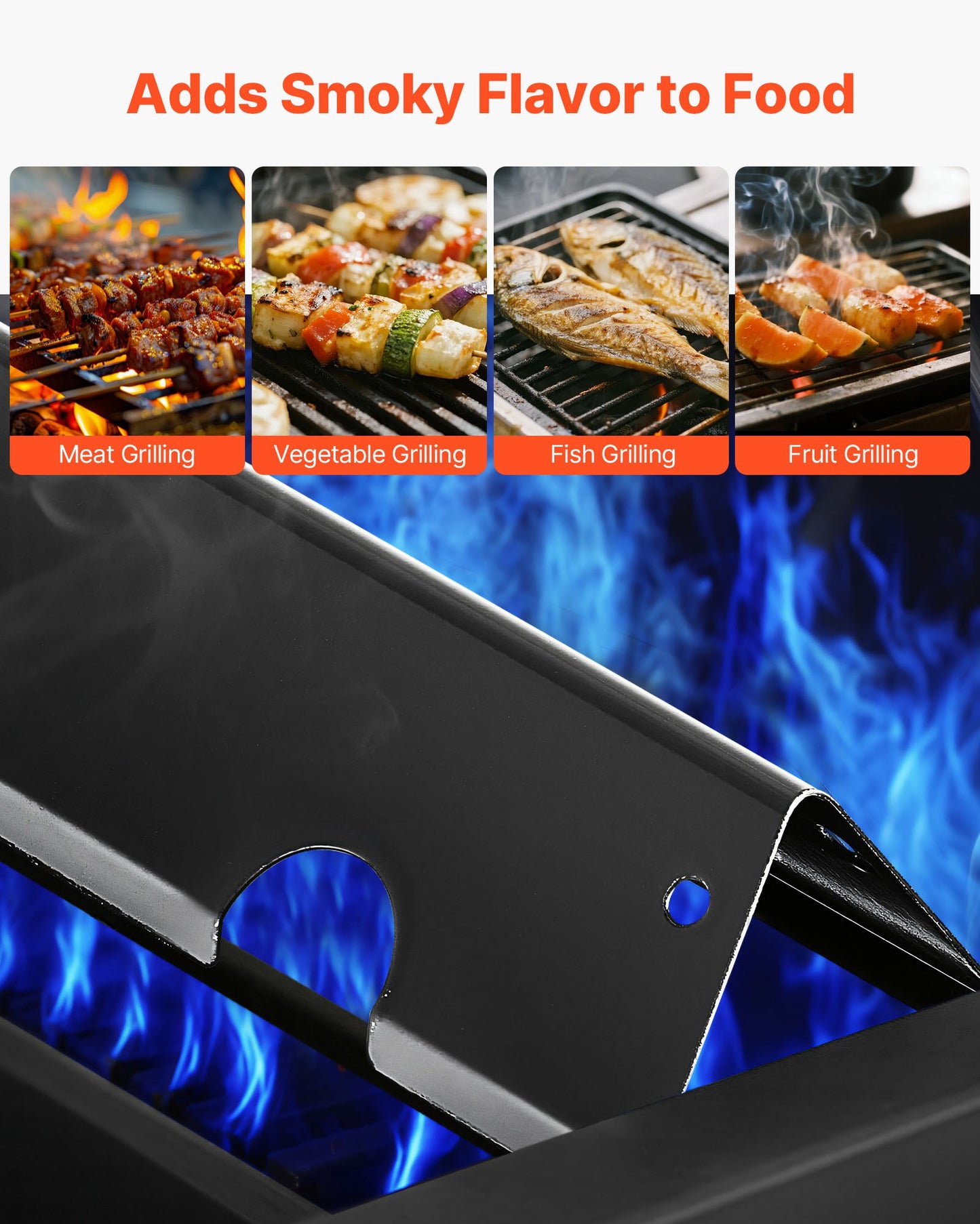 Smaksättningsstänger och värmeavvisare, 44 cm grillreservdel, för Weber Genesis ll 310 315 335 340, E/S 325s, ES/SX 325s, E/S 335, EX/SX/EPX-335 grillar, porslinsemaljerat stål, 8-pack