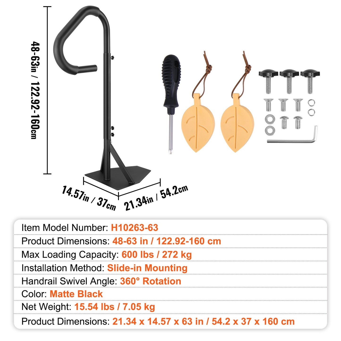 Bubbelpoolräcke, 360 graders roterbart sidoräcke med 48"-63" justerbar höjd, rostfritt aluminiumsteg för spabad, bubbelpoolräcke med undermonterad bas för inomhus- och utomhusbruk, 600 kg kapacitet