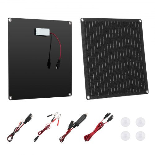 20W 12V solpanelsbatteriladdare, solcellsbatteriunderhållsladdare med inbyggd smart styrenhet och 3 anslutningskablar, IP67 vattentät bärbar för husbil, motorcykel, båt, minibuss, husbil