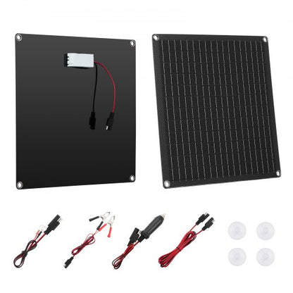 20W 12V solpanelsbatteriladdare, solcellsbatteriunderhållsladdare med inbyggd smart styrenhet och 3 anslutningskablar, IP67 vattentät bärbar för husbil, motorcykel, båt, minibuss, husbil