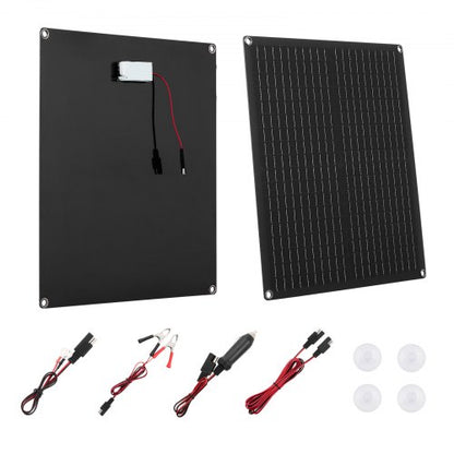 30W 12V solpanelbatteriladdare, solcellsbatteriunderhållsladdare med inbyggd smart styrenhet och 3 anslutningskablar, IP67 vattentät bärbar för husbil, motorcykel, båt, minibuss, husbil
