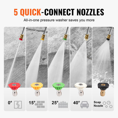 Gasdriven högtryckstvätt, 3950 PSI 10L/min, 2.6 GPM bensindriven högtryckstvätt med kopparpump, sprutpistol och förlängningsstav, 5-munstyckssats, för bilar, staket, hem, uppfarter, uteplatser, vertikal