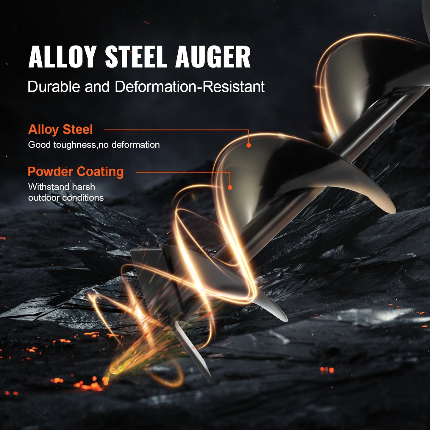 Bensindriven hålgrävare för stolpar 63CC 2400W med 20,3 cm borr och 1 förlängningsstång