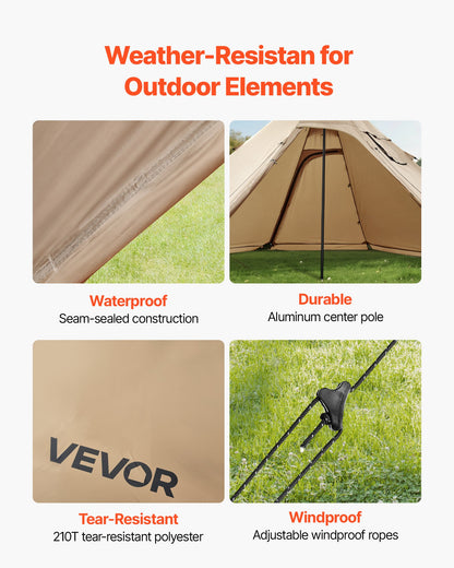 Varmt tält för 2 personer, bärbart vintertält med spisuttag, vattentäta campingtält i canvas, lätta 4-säsongstält för vandring, fiske, backpacking, storlek S