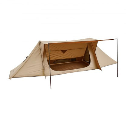 Campingtält, lätt bushcrafttält med spisjack och 2 presenningsstänger, vattentäta vintertält med skydd, bärbara 4-säsongstält för 2 personer vandring fiske jakt ryggsäcksvandring