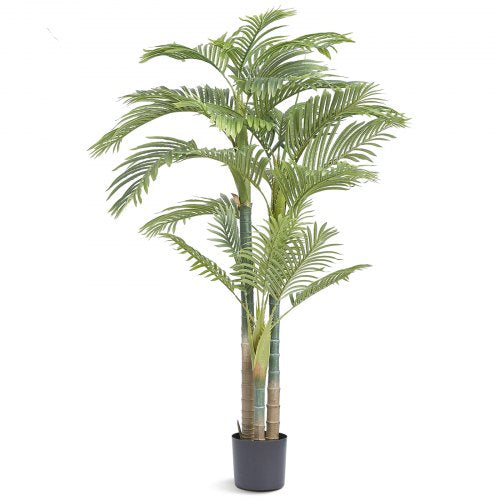 Konstgjord guldpalm, 2 m hög konstgjord växt, PE-material och tippskydd, lättskött växt, naturtroget grönt konstgjord träd för hemmakontor, lagerinredning, inomhus- och utomhusbruk