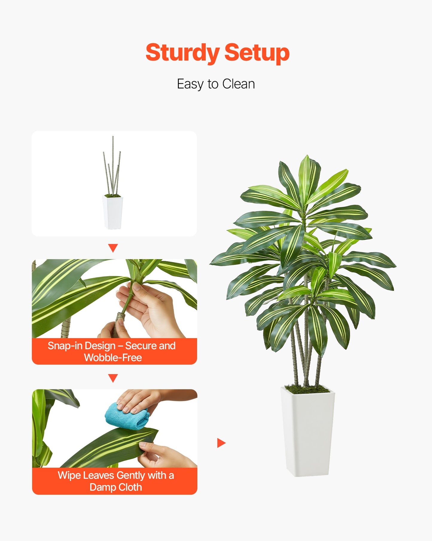 Konstgjord dracaenaträd 1524 mm, Konstgjord palm tropiska växter med vit hög kruka, Konstgjord golvsilkesväxt i kruka, Stora träd för hemmakontor vardagsrumsdekor inflyttningsrum, inomhus utomhus