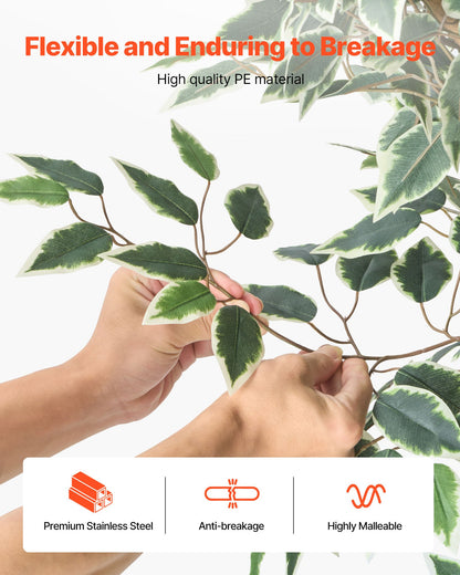 150 cm konstgjord fikusträd med svart kruka, hög konstgjord fikusväxt med naturlig trästam och realistiska gröna blad, konstgjord sidenträd för inomhusbruk för hem, kontor, vardagsrum eller hörninredning