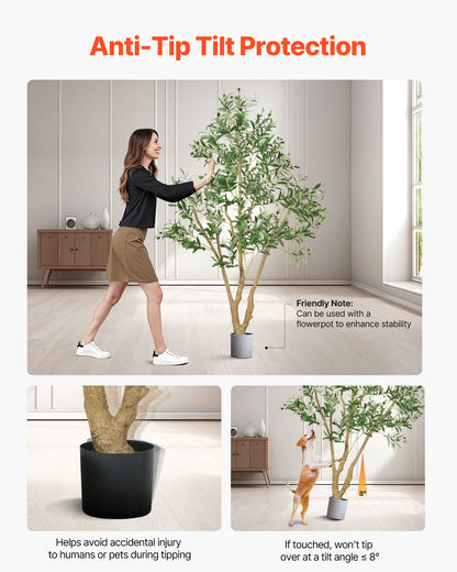 180 cm konstgjort olivträd med svart kruka, högt konstgjort träd med naturlig trästam och realistiska gröna blad och frukter, konstgjord inomhusväxt för hem, kontor, vardagsrum, hörndekor