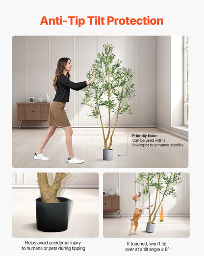 210 cm konstgjort olivträd med svart kruka, högt konstgjort träd med naturlig trästam och realistiska gröna blad och frukter, konstgjord inomhusväxt för hem, kontor, vardagsrum, hörndekor