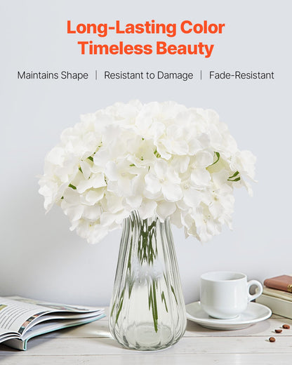Artificial Flowers, 205 pcs Real Looking White Silk Fake Hydrangea Bulk, White Faux Bridal Shower with Stems for DIY Wedding Bouquets, Home Centerpieces Arrangements, Party Tables Decorations