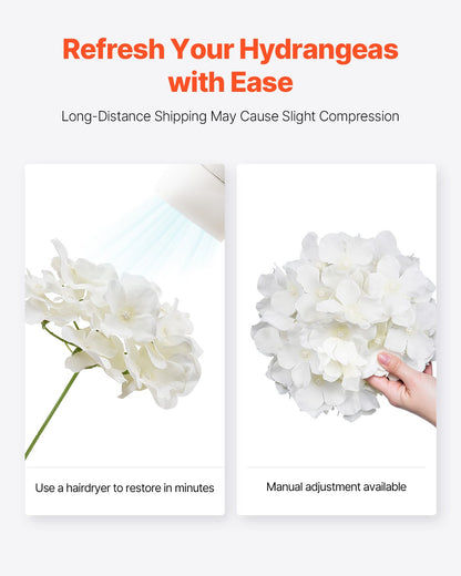 Artificial Flowers, 65 pcs Real Looking White Silk Fake Hydrangea Bulk, White Faux Bridal Shower with Stems for DIY Wedding Bouquets, Home Centerpieces Arrangements, Party Tables Decorations