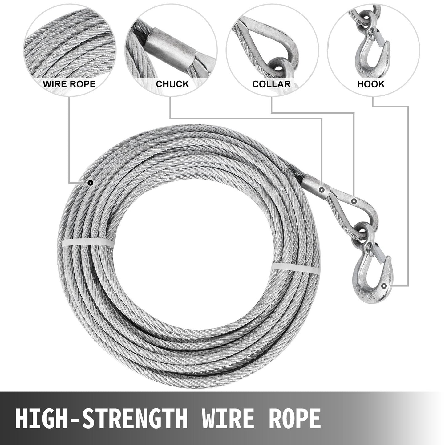 Wire Rope Puller 1.6T/1587.6 kg Capacity Hand Winch Rope 2499.4 cm Grip Puller Manual Wire Rope Puller Heavy Duty Wire Rope Grip Puller Hoist Pulling Towing Equipment for Indoor and Outdoor Use