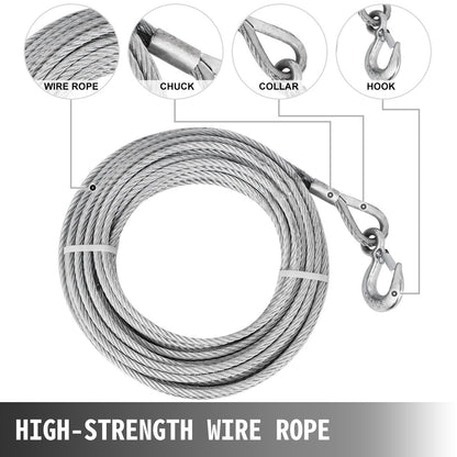 Wire Rope Puller 1.6T/1587.6 kg Capacity Hand Winch Rope 2499.4 cm Grip Puller Manual Wire Rope Puller Heavy Duty Wire Rope Grip Puller Hoist Pulling Towing Equipment for Indoor and Outdoor Use