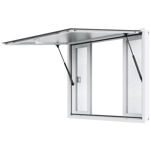 Koncessionsfönster för matvagn, 48"x36" servicefönster i aluminiumlegering, upp till 85 graders serveringfönster med 4 skjutbara fönster och markisdörr och dragkrok, för matvagnskoncessionsvagn