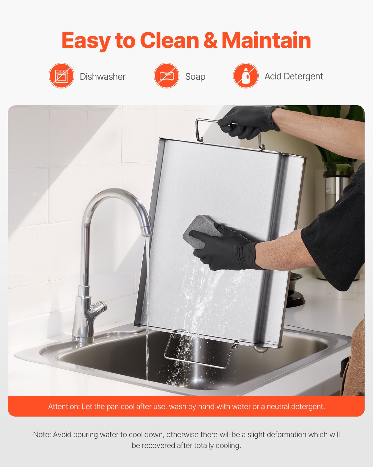 Stekplåt i rostfritt stål, 17x13 tum universal platt rektangulär platta, gasgrillstekplåt för BBQ-grill, Teppanyaki, bärbart familjeköksredskap med handtag, för camping, tailgating-fest