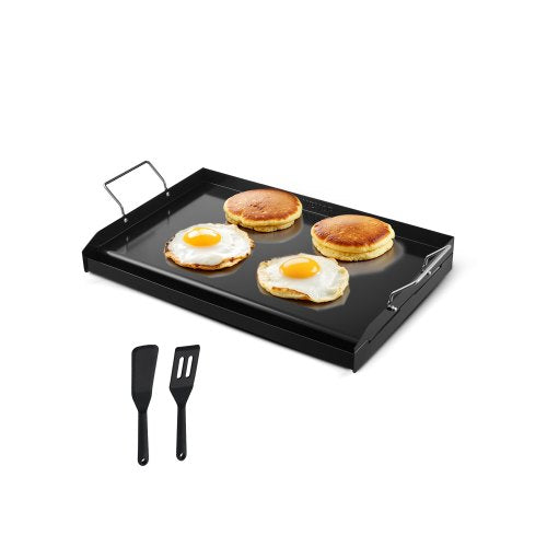 Stekplåt i kolstål, 24x16 tum universal platt rektangulär platta, gasgrillstekplåt för BBQ-grill, teppanyaki, bärbart familjeköksredskap med handtag, för camping, tailgating-fest