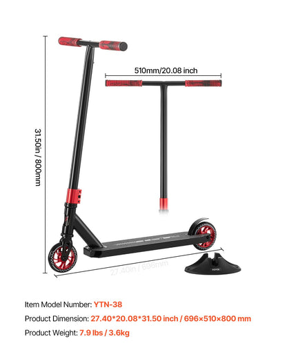 Trickscooter, kompletta professionella trickscooter för barn i åldrarna 11-13 år, tonåringar, vuxna, pojkar och flickor, freestyle street rider för mellannivåer och nybörjare, dubbelt lager lättviktigt aluminiumdäck