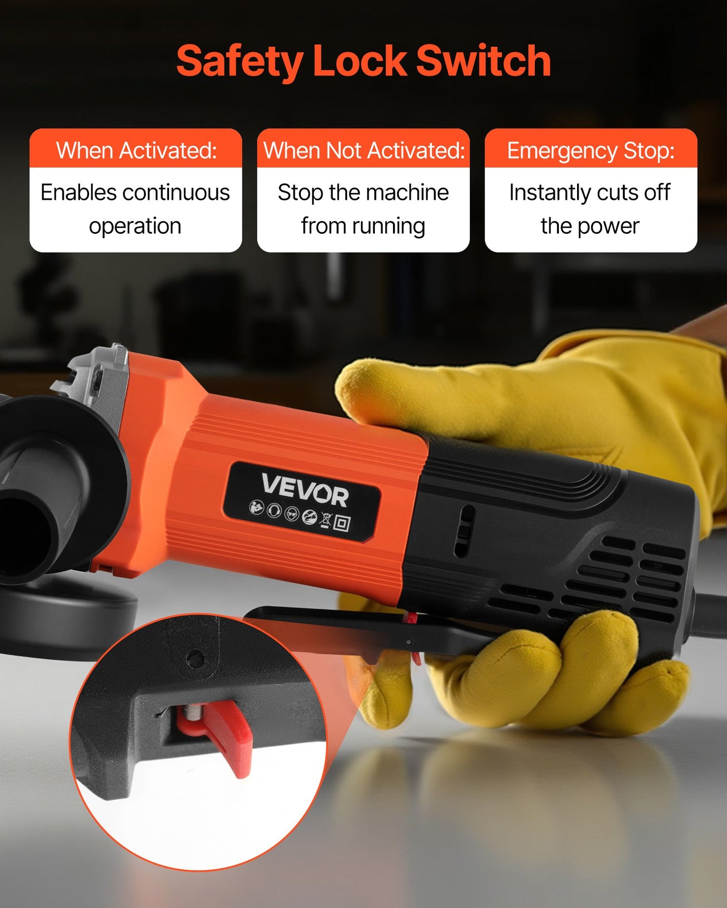 Vinkelslip, 114,3 mm elektrisk slipmaskin, 4,5 ampere 12 000 varv/min höghastighets sladdanslutna vinkelslipmaskiner med justerbart dammskydd för metallslipning, skärning, rostborttagning (skiva ingår ej)