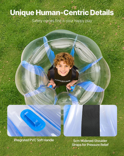 Uppblåsbara Bumper Balls 1-pack, 4FT/1.2M Body Sumo Zorb-boll, hållbar tjock PVC-mänsklig hamster-bubbelknäckare för utomhussporter, Bopper-leksak för trädgård, blå ränder