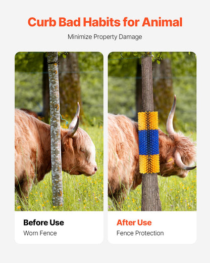 Klösborste för boskap, 6 st hästborste med 12 skruvar, 20 x 7,5 tum klösbräda för ko, för lindring av ryggklåda och rengöring, pälsvård och klösborste för häst, gris, nötkreatur