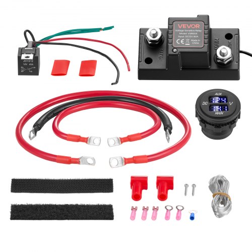Dual Battery Isolator Kit, 12V 80 Amp, Manual and Automatic VSR Voltage Sensitive Relay with Voltmeter, LCD Screen, Smart Battery Isolator, Compatible with Lead-Acid Batteries, for UTV, ATV