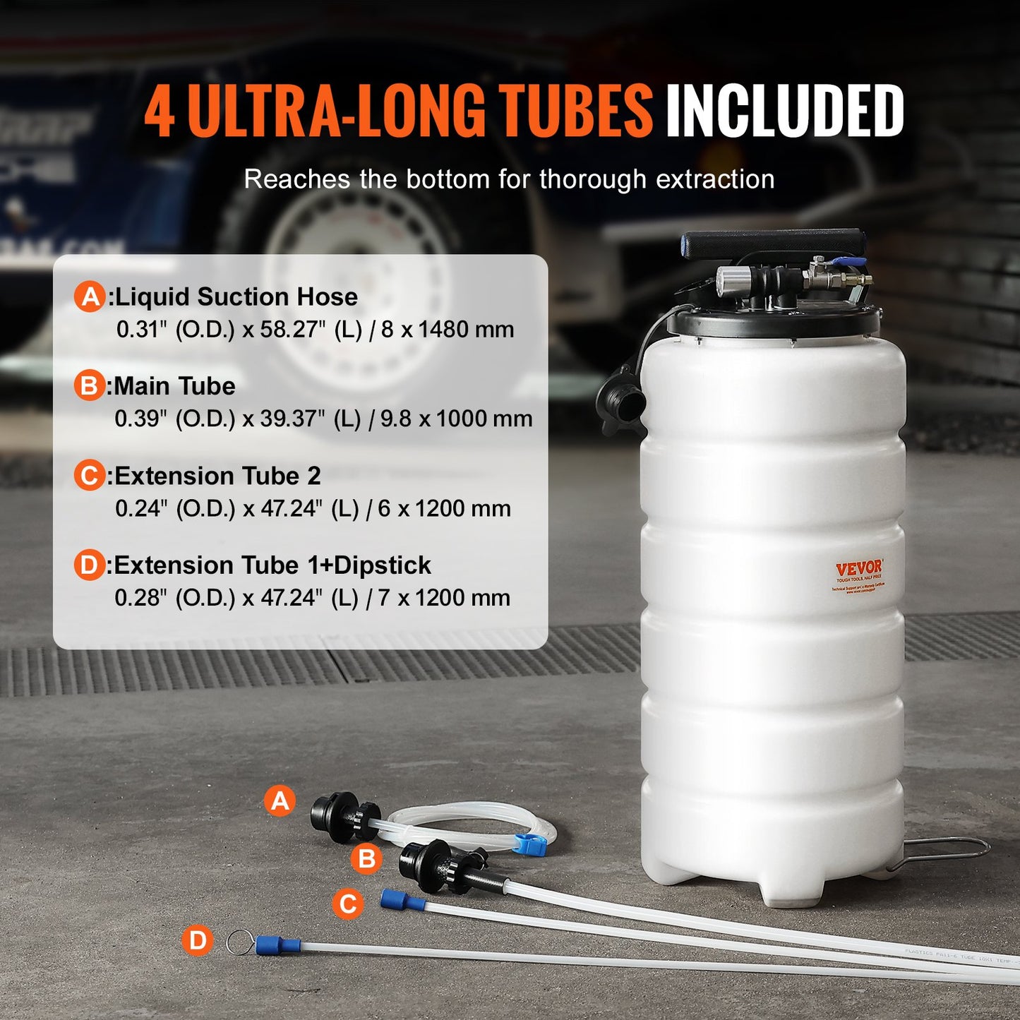 Vätskeutsug, 15 liter (4 gallon), pneumatisk/manuell oljeväxlare, vakuumvätskeutsug med oljesticka och sugslang, oljeutsugningspump för fordonsvätskor, vakuumevakuering