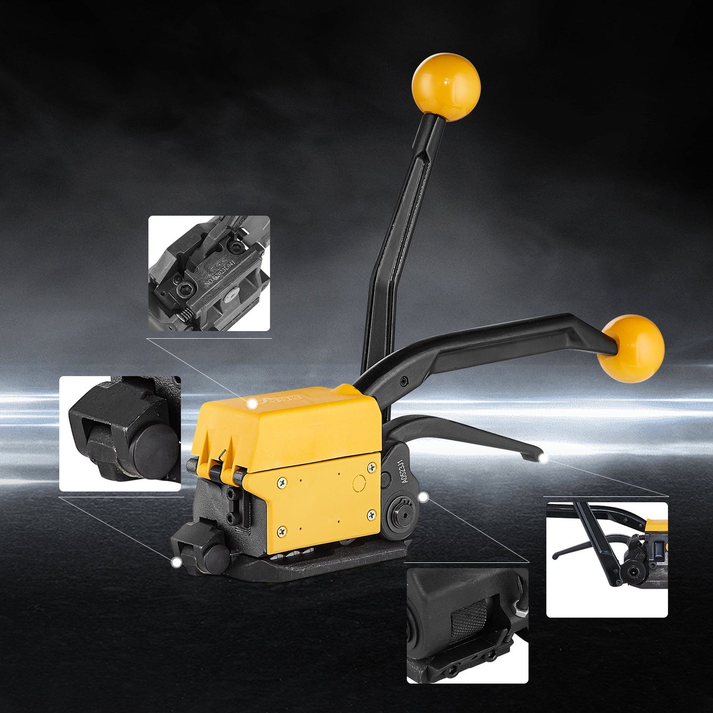 Stålbandningsverktyg för 1,3-1,9 cm bredd, 3-i-1 (spännare, krympare, avbitartång) Manuell bandningsmaskin för förpackningsmetall Bandningsverktyg för stålband Maskin för rostfritt stålband