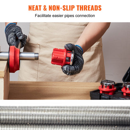 Spärrgängningssats för rör, 6,4 mm NPT - 32 mm NPT manuell spärrgängningssats för rör, bärbart rörgängningsverktygsset med 6 delar NPT-matriser, förvaringsfodral för galvaniserade aluminium-, järn- och kopparrör